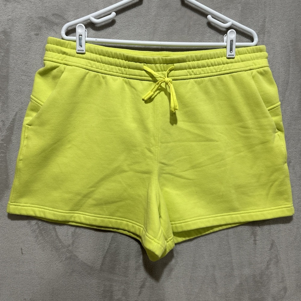 Lululemon Loungeful High Rise Fleece Electric Lemon Shorts Women's 14 Drawstring